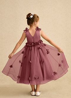 Azazie Atta Blumenmädchenkleider A-Linie One-Shoulder Tüll Kleid Amethyst image2