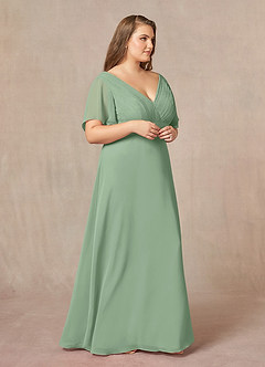 Azazie Alessa vestidos de madre de la novia Vestido de Matcha de Gasa de Corte En A con Cuello en V plisado image10