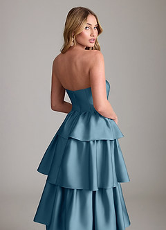 Azazie Faye Bridesmaid Dresses Bermuda A-Line Ruched Stretch Satin Dress image6