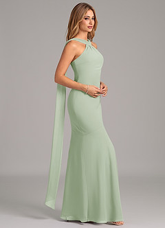 Azazie Kinsley Kleider zum Anprobieren zu Hause Meerjungfrau-Linie Plissee Chiffon Kleid Dunkelmarine image6