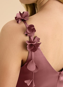 Azazie Gumdrop Junior Amethyst Empire Pleated Stretch Satin Dress image8