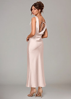 Azazie Rylina Bridesmaid Dresses Blushing Pink Mermaid Pleated Stretch Satin Dress image5