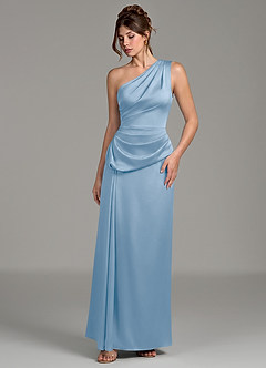Azazie Zahira Brudtärnklänningar Klänning av Tubklänning i Stretch Satin One-shoulder Puderblå image5
