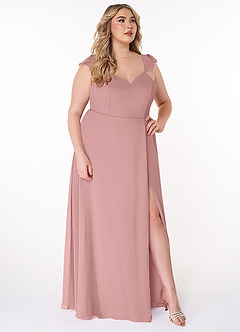 Azazie Everett Bridesmaid Dresses Dusty Rose A-Line V-neck Ruched Chiffon Dress image9
