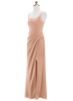 Azazie Mero Junior Rose Gold Mermaid Pleated Stretch Satin Dress image7