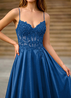 Cemtine Blu Reale Pizzo, paillettes, ricamo, raso, invitato al matrimonio image6