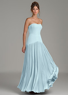Azazie Yuliana Bridesmaid Dresses Cloud Blue A-Line Strapless Chiffon Dress image3