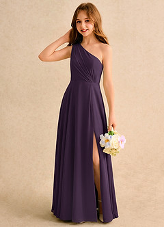 Azazie Puddles Girls Formal Flower Girl Klänningar Klä A-Line i Chiffong Ena axeln image3