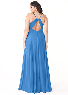 Azazie Avelina Bridesmaid Dresses Blue Jay A-Line V-Neck Pleated Chiffon Dress image7