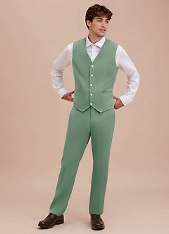 front Ethan Matcha Refined Weave Performance Suit Vest