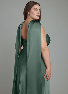 Azazie Saylor Vestidos de damas de honor Vestido Musgo Marino de Satén Elástico de Corte Sirena con Palabra de honor image19