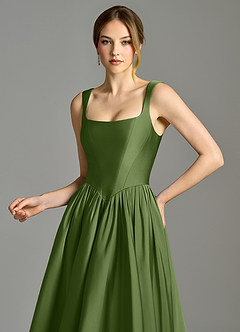 Azazie Verina Bridesmaid Dresses Juniper A-Line Pleated Stretch Satin Dress image2