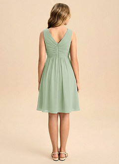 Azazie Skyla Junior A라인 주름진 쉬폰 미니 주니어 신부 들러리 드레스 image2