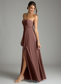 Azazie Tamira Suknie dla druhen Linia A Pofałdowany Szyfon Do ziemi Sukienka image3