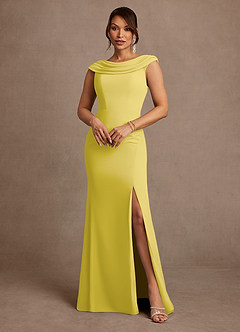 Azazie Irvine Kleider für die Brautmutter A-Linie Plissee Chiffon Kleid Kanarienvogel image2