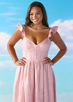 Barbie™ ❤ AZAZIE 4005 Lace-up Flutter Spaghetti Strap Jacquard Dress image12