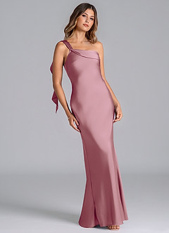 Azazie Driea Bridesmaid Dresses Vintage Mauve Mermaid One Shoulder Stretch Satin Dress image1