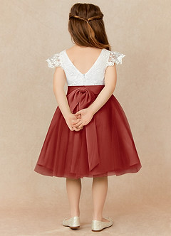 Azazie Vetty Abiti da Ragazza di Fiori Abito A-Line in Tulle Pizzo Avorio Terracotta image2