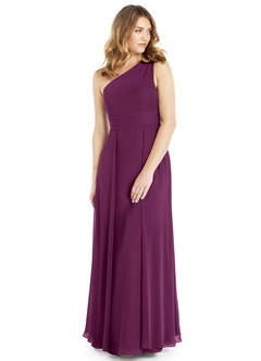 Azazie Dallas Bridesmaid Dresses Raspberry A-Line One Shoulder Chiffon Dress image3