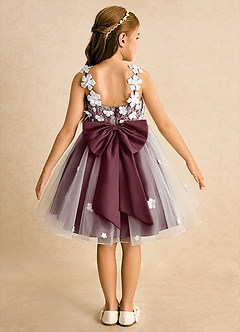 Azazie Junebug Blumenmädchenkleider Ballkleid Spitze Tüll Kleid Elfenbein Cabernet image1