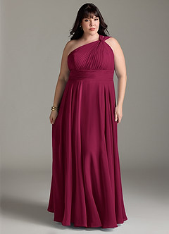 Azazie Charlize Brautjungfernkleider A-Linie One-Shoulder Chiffon Kleid Burgunderrot image7