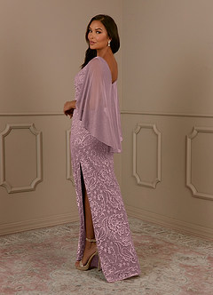 Azazie Collins Mother of the Bride Dresses Dusty Rose Sheath Lace Dress image3