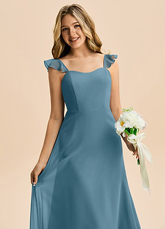 Azazie Mavie Junior Abito A-Line in Chiffon Increspato Bermuda image5