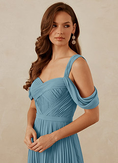 Christian Siriano Bridal for Azazie 1013 Bridesmaid Dresses Moody Blue A-Line Off the Shoulder Chiffon Dress image2