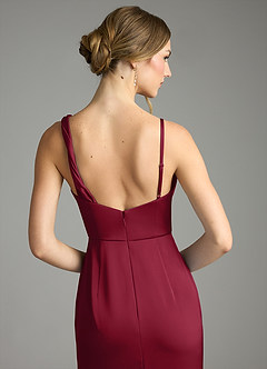 Azazie Samara Essayer des robes à la maison Robe Sirène en Satin extensible Plissée Bourgogne image6