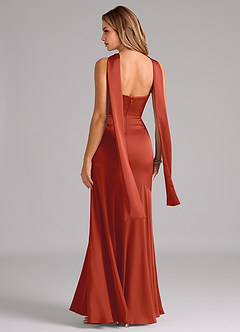 Azazie Shiloh Bridesmaid Dresses Rust Mermaid Strapless Stretch Satin Convertible Dress image7