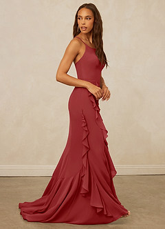 Christian Siriano Bridal for Azazie 1006 Brautjungfernkleider Meerjungfrau-Linie Gestreift Chiffon Kleid Rost image5