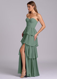 Azazie Faye Bridesmaid Dresses Eucalyptus A-Line Sweetheart Neckline Chiffon Dress image3