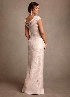 Azazie Irvine Mère de la mariée Robes Robe Trapèze en Jacquard Floral Plissée Rose Poussiéreuse image2