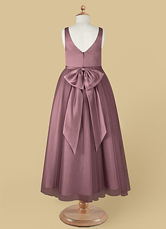 Azazie Marybell Flower Girl Dresses Vintage Mauve A-Line Bow Tulle Dress image10