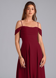 Azazie Almina Jurken voor bruidsmeisjes Converteerbaar Jurk van Chiffon met A-Lijn Off the Shoulder Bourgondië image5