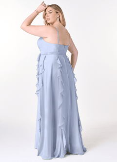 Azazie Peyton Abiti da Damigella Abito A-Line in Chiffon Increspato Ghiaccio image10