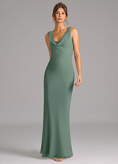 Azazie Rylina Bridesmaid Dresses Eucalyptus Mermaid Pleated Chiffon Dress image3
