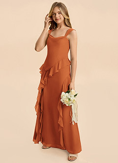Azazie Sloane Junior Cinnamon A-Line Sweetheart Neckline Chiffon Dress image4