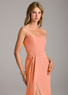 Azazie Tahlia Brautjungfernkleider A-Linie Gürtel/Schärpe Chiffon Kleid Sonnenuntergang image2