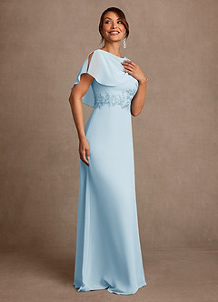 Azazie Frieda Mère de la mariée Robes Robe Trapèze en Mousseline de soie Appliqué Bleu Ciel image4