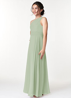 Azazie Cleo Junior Dusty Sage A-Line Pleated Chiffon Dress image5