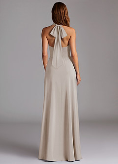 Azazie Myra Bridesmaid Dresses Frost A-Line Side Slit Stretch Satin Dress image6