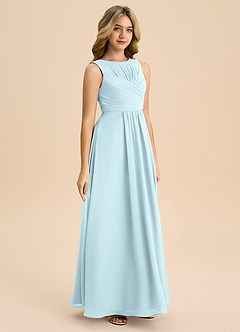 Azazie Skyla Junior A-Linie Plissee Chiffon Kleid Wolke Blau image4
