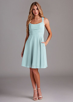 Azazie Vina Bridesmaid Dresses Mist A-Line Lace Chiffon Dress image1
