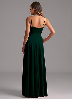 Azazie Elle Bridesmaid Dresses Emerald A-Line with Pockets Velvet Dress image3