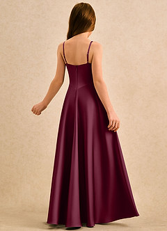 Azazie Coconut Girls Formal Sukienki dla dziewczynek sypiących kwiaty Linia A Pofałdowany Satyna elastyczna Długość podłogi Sukienka image2