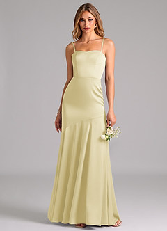 Azazie Shiloh Bridesmaid Dresses Lemon Sorbet Mermaid Strapless Stretch Satin Convertible Dress image2