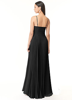 Azazie Vini Bridesmaid Dresses Black A-Line V-Neck Pleated Chiffon Dress image2