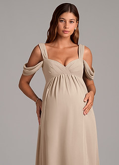 Azazie Rhea Zwangerschaps Bruidsmeisjekleding A-Lijn Geplooid Chiffon Vloerlengte Jurk image7