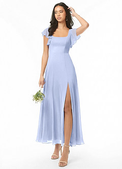 Azazie Bondi Bridesmaid Dresses Ice A-Line Ruched Chiffon Dress image1